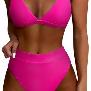 SUUKSESS Women High Waisted High Cut Bikini Set Sexy Triangle Two Piece Swimsuit